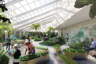 Baisley Pond Park Residences by Aufgang Architects in Queens, NY; Garden by OSD. Image: Courtesy Slate Property Group/RiseBoro Community Partnership.