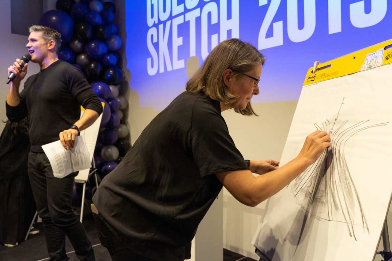 Sketcher Astrid Lipka, AIA, LEED AP, Rice+Lipka Architects. Photo: Sam Lahoz.