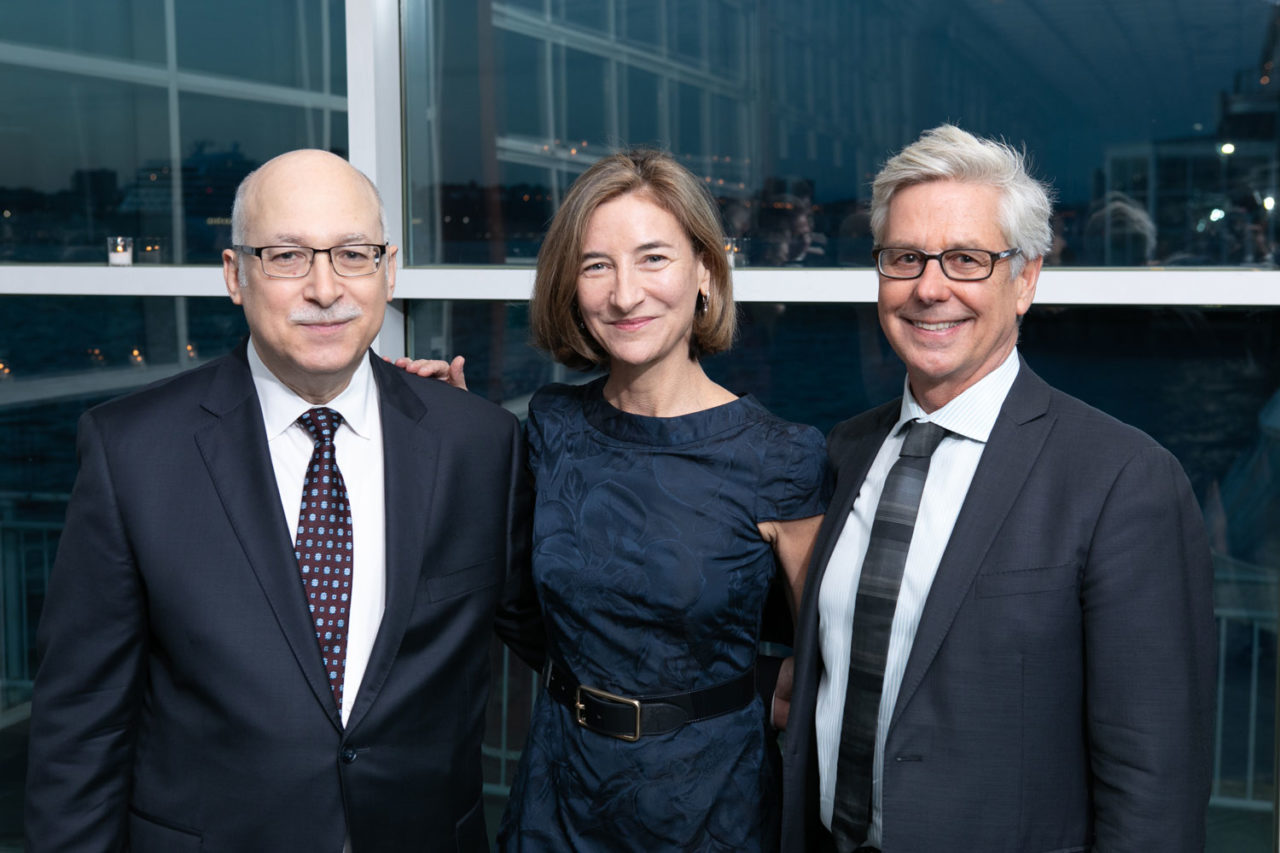 Dinner Committee Co-Chair Jeffrey Smilow, WSP USA, with President's Award recipients Marion Weiss, FAIA, and Michael Manfredi, FAIA, of WEISS/MANFREDI. Photo: Sam Lahoz.