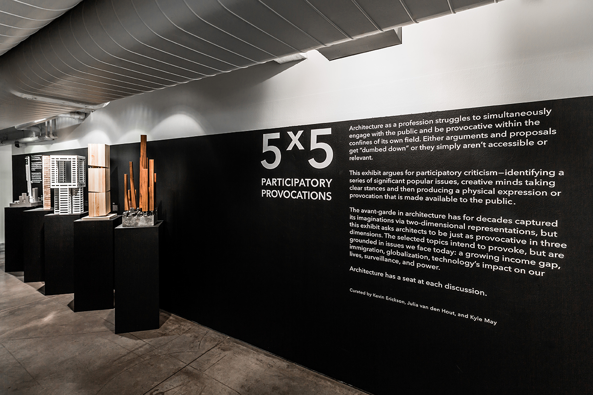 5x5: Participatory Provocations, Installation View, 2017. Photo: Erik Bardin.