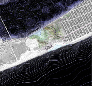 Rendering of the proposed Jacob Riis Overwash Plain in Jamaica Bay. The Overwash Plain is a strategy to improve water quality and hydrologic flow and circulation throughout the bay.