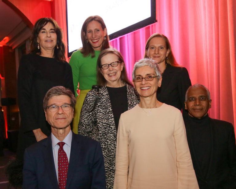 Heritage Ball 2017 Honorees: Claudia Gould, Annie Tirschwell, Jill Crawford, Sara Caples, Andrea Kletchmer, Everardo Jefferson, and Jeffrey Sachs. Credit: Sam Lahoz.