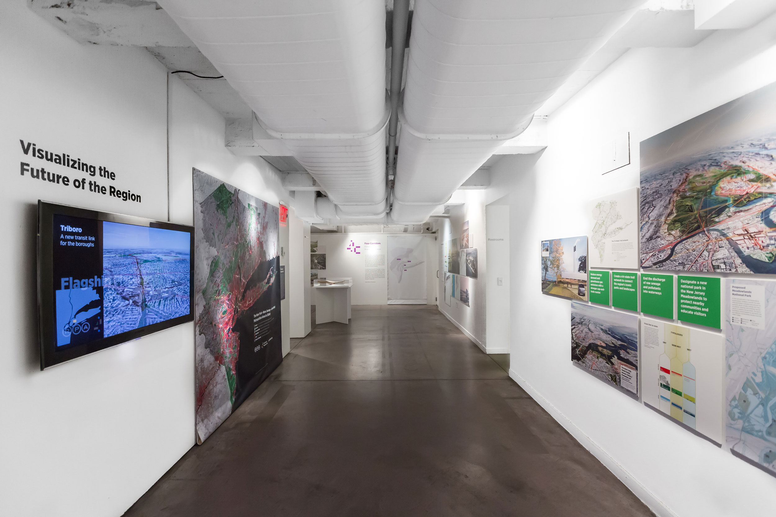 "The Future of the New York Metropolitan Area: The Fourth Regional Plan," installation view, 2018. Photo: Erik Bardin.