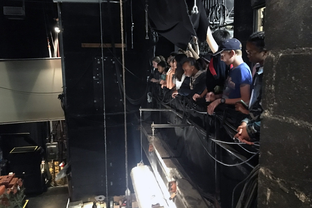 Susan Sampliner, Company Manager at Wicked and Co-Chair of the BGA, offered our group a special look backstage. Credit: Center for Architecture.