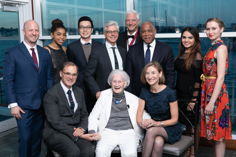 Heritage Ball 2018 honorees and scholarship recipients (upper row, l-r: Benjamin Prosky, AIANY | Center for Architecture; Leslie Epps, City College of New York; Quentin Yiu, Columbia GSAPP; Michael Manfredi, WEISS/MANFREDI; Guy Geier, FAIA, IIDA, LEED AP, AIANY President; Mitchel J. Silver, FAICP, NYC Parks; Alejandra Sanchez, Pratt Institute; Oonagh Davis, Cornell University; bottom row l-r: Barry Bergdoll, Center for Architecture President; Beverly Willis, FAIA, Beverly Willis Architecture Foundation; Marion Weiss, WEISS/MANFREDI; missing: Larry Silverstein).