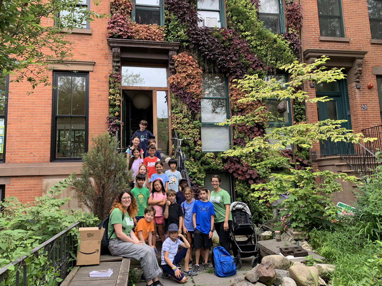 During our House of the Future program, students learned about green building design and visited a living wall in Brooklyn. Image credit: Center for Architecture.
