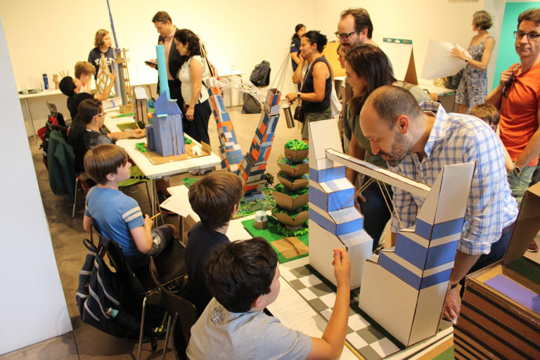 Students in our Skyscrapers class present their finished models to family and friends. Image credit: Center for Architecture.