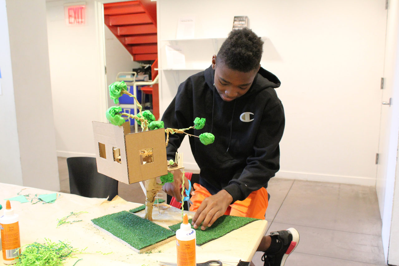 In one of the summer’s most popular programs, students created their own tree and then designed a one-of-a-kind tree house for it.  Image credit: Center for Architecture.