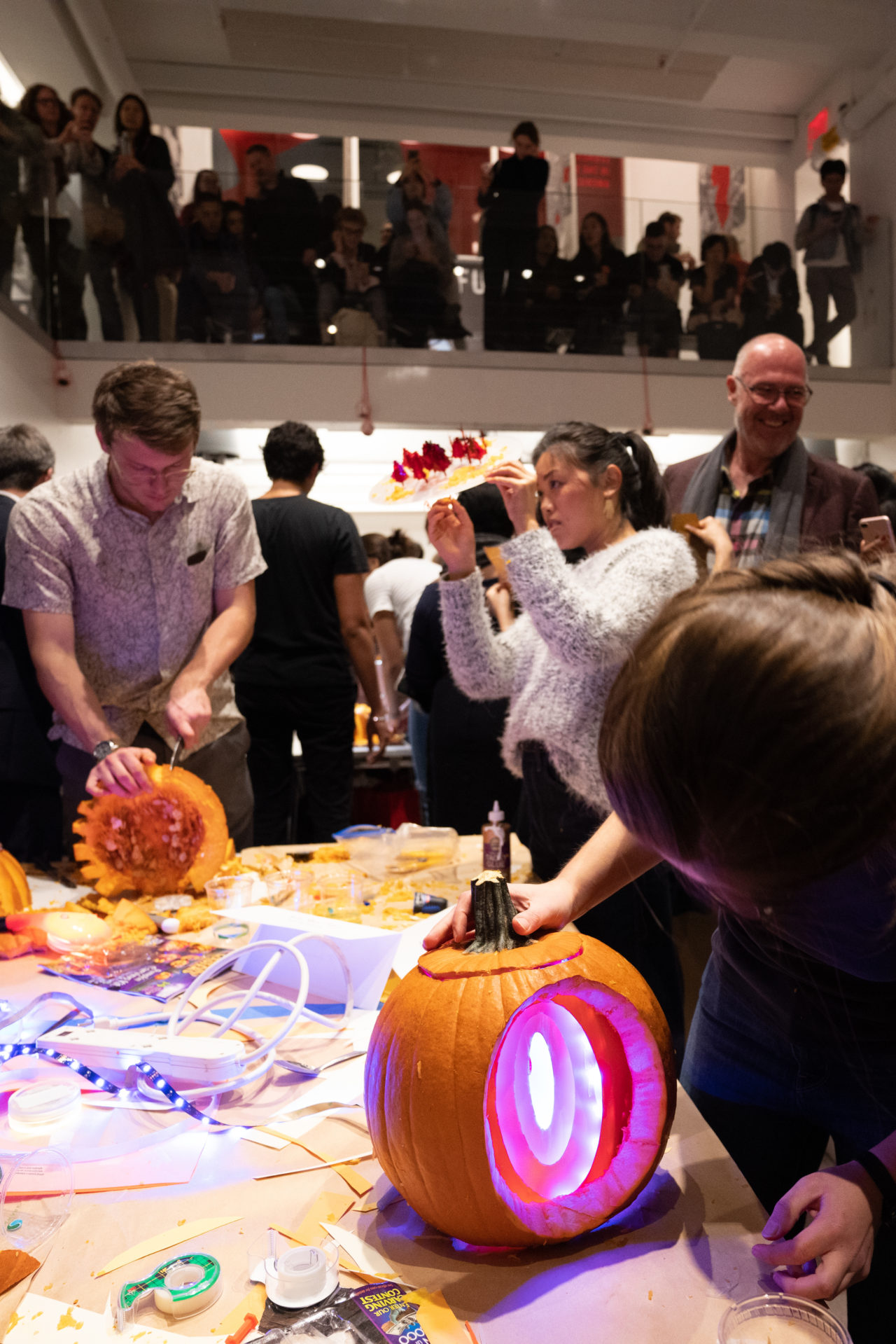 Teams carve at Pumpkitecture 2019. Image credit: Sam Lahoz.