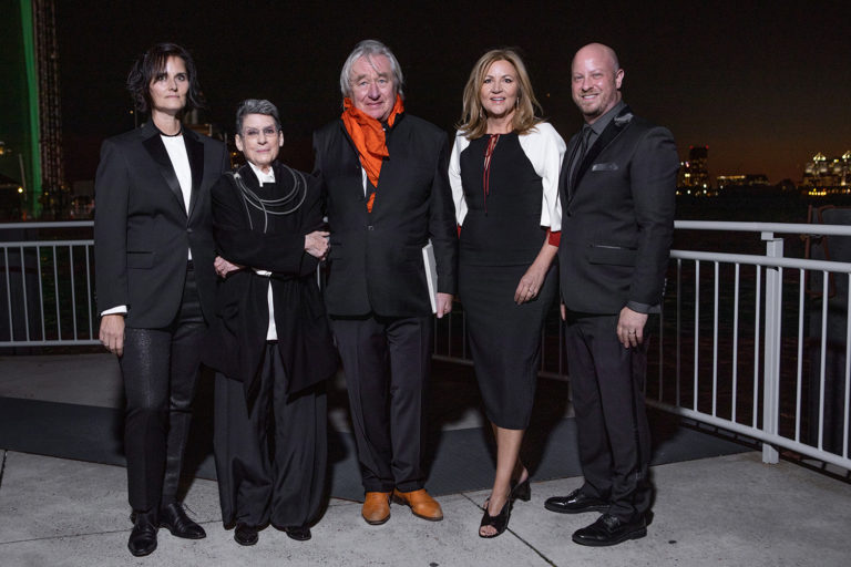 (l-r) Hayes Slade, AIA, 2019 President, AIA New York; Phyllis Lambert, FRAIC, Hon. FAIA, Hon. FRIBA, Canadian Centre for Architecture; Steven Holl, FAIA, Steven Holl Architects; Sharon Prince, Grace Farms; and Benjamin Prosky, Assoc. AIA, AIANY | Center for Architecture. Image credit: Sam Lahoz.