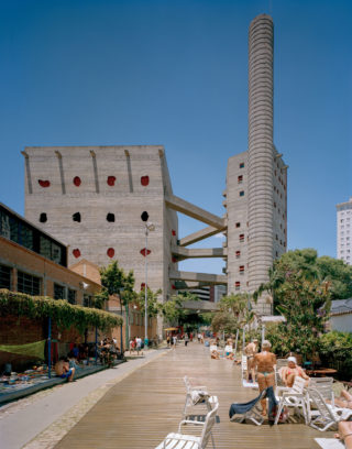 Exterior view of SESC Pompéia by Lina Bo Bardi, Marcelo Ferraz, Andre Vainer, and Marcelo Suzuki with Jose Carlos de Figueiredo Ferraz (engineer). Photo: Ciro Miguel.