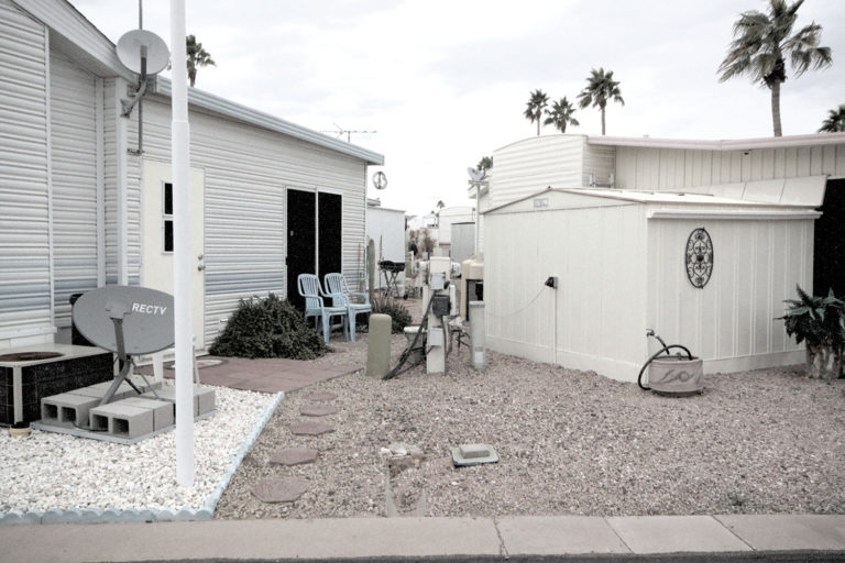 A mobile home, featured in noroof architects' “Land Ho! The Endangered Mobile Home Park as a Hothouse for Alternative Forms of Affordable Living”. Photo: Courtesy of noroof architects.