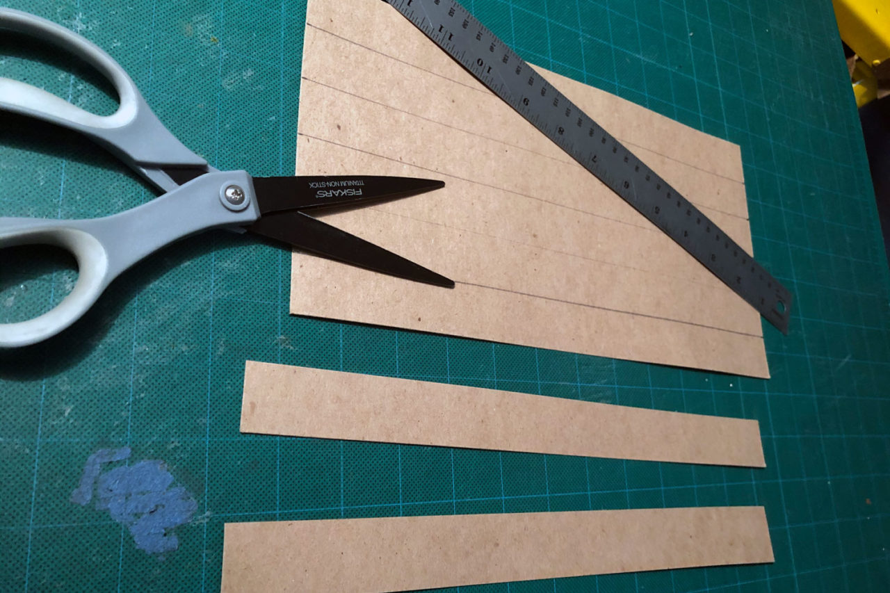 Cut your thickest material into 1-inch strips.