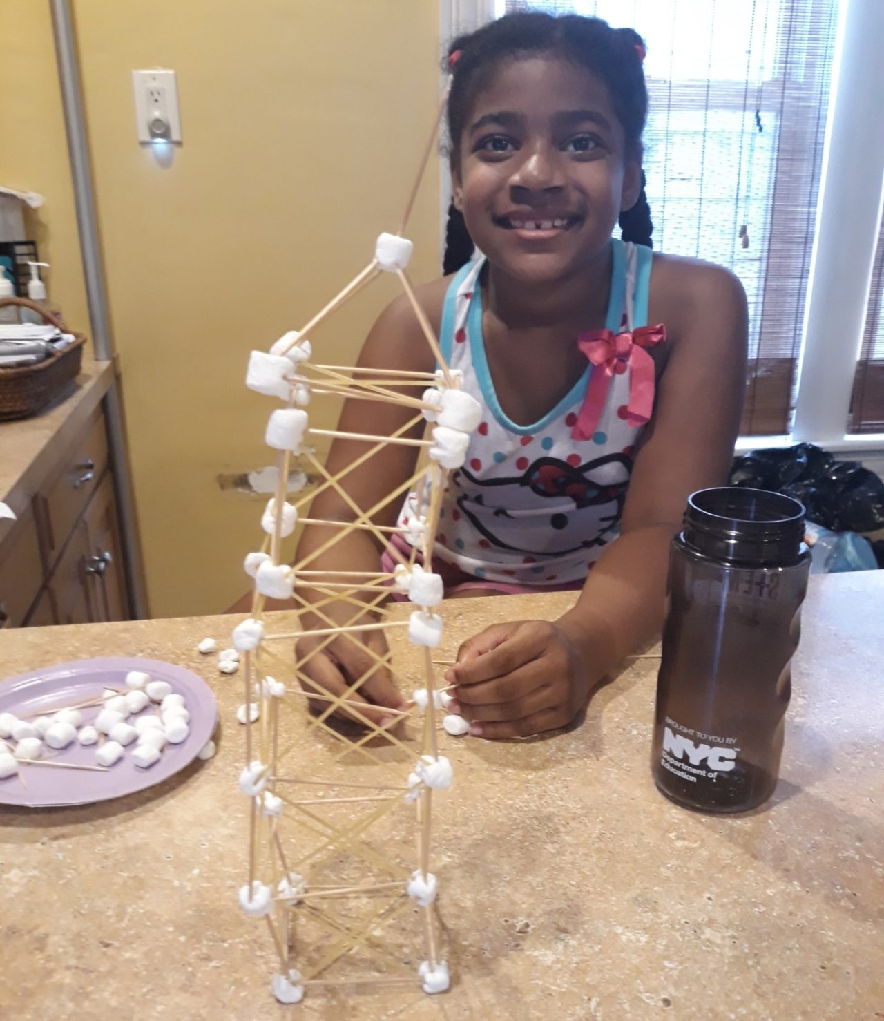 3rd grade students from PS 52K learned about Skyscraper Design and put their new knowledge to the test by building their own structural frames using toothpicks, marshmallows, and spaghetti. Images courtesy of students.