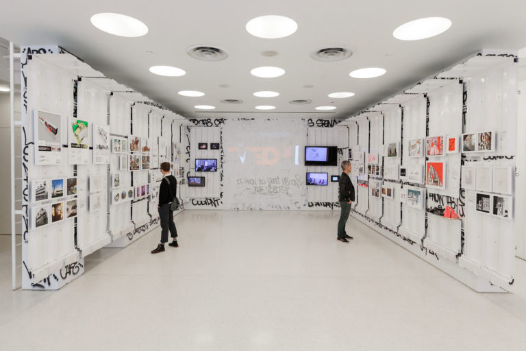 Close to the Edge: The Birth of Hip Hop Architecture, Center for Architecture Galleries with Shipping Container Installation designed by Sekou Cooke, Photo (c) Erik Bardin