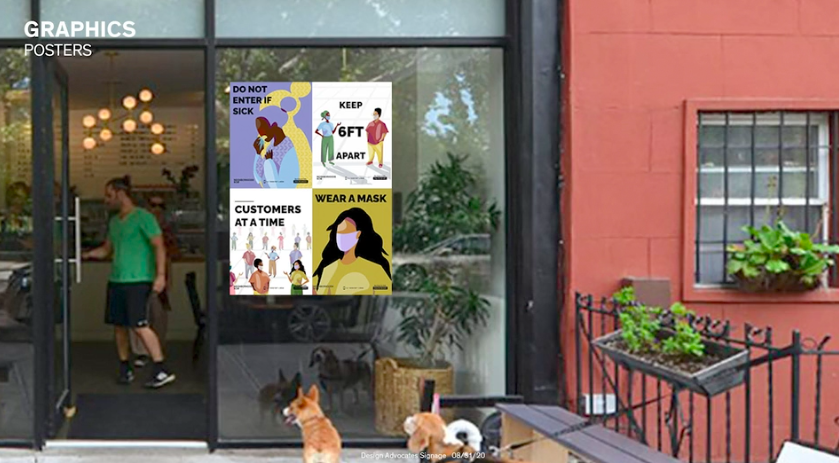 Design Advocates graphic design work for test fits program. Image: Courtesy of Design Advocates.