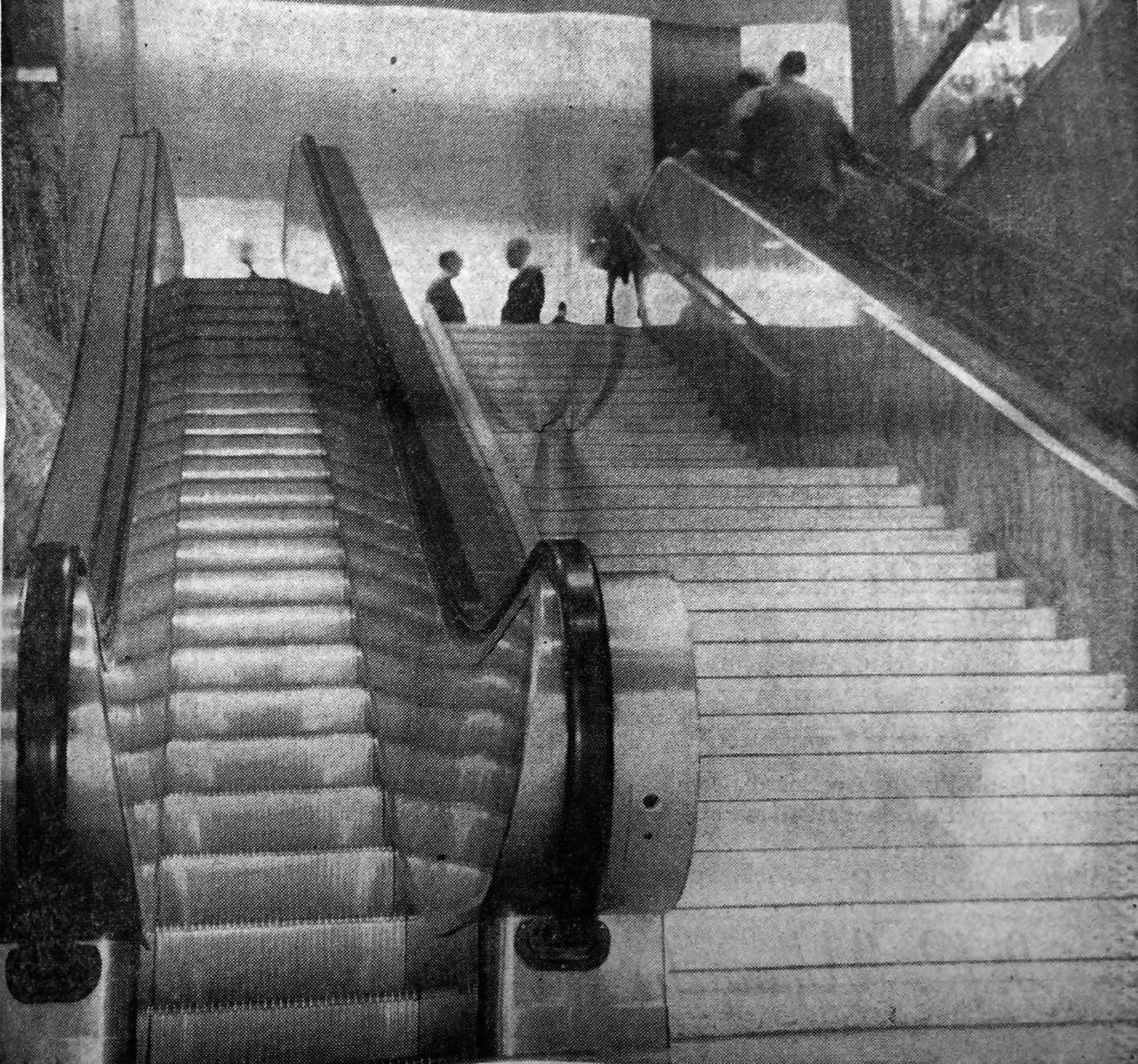 "Performance of Shame: The Desegregation Renovations of Downtown Atlanta" by Peter Zuspan, AIA. Image: “Gleaming escalators transport some passengers” (original caption), photograph by