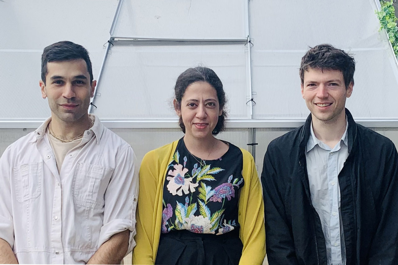 Ivi Diamantopoulou, Jaffer Kolb, and Samuel Stewart-Halevy, Brunner recipients for "Testbeds: Mockups for Public Space." Photo: Courtesy of New Affiliates with Samuel Stewart-Halevy.
