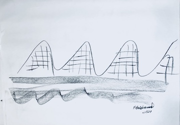 The Wave by Henning Larsen Architects, sketched by Frances Halsband.