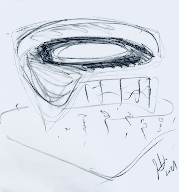 World Trade Center Transit Hub by Santiago Calatrava, sketched by Jerome Haferd.