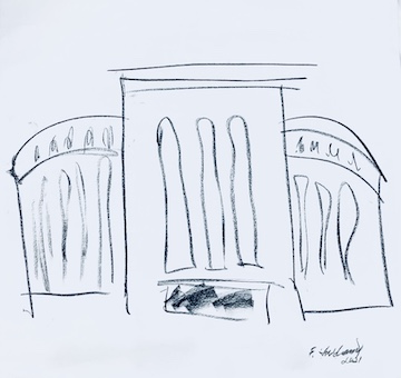 Yankee Stadium by Populous, sketched by Frances Halsband.
