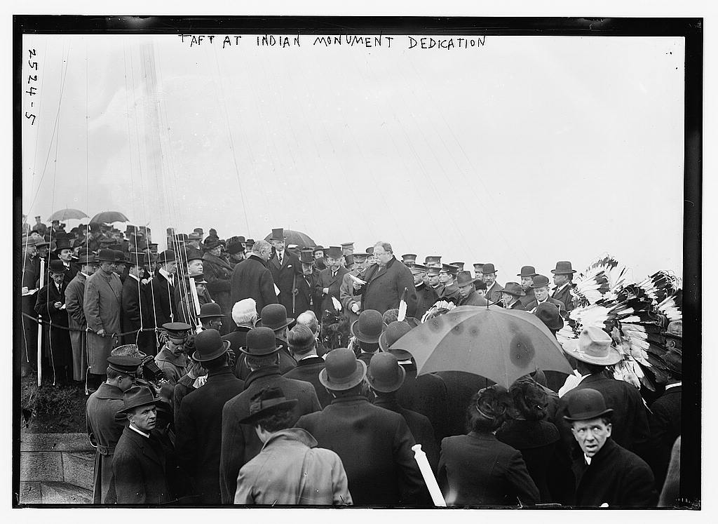 President William Howard Taft at the groundbreaking ceremony for the National American Indian Memorial (which was never built), Fort Wadsworth, Staten Island, New York. Photo: Flickr Commons project, 2009. George Grantham Bain Collection, Prints & Photographs Division, Library of Congress, LC-B2- 2524-5.