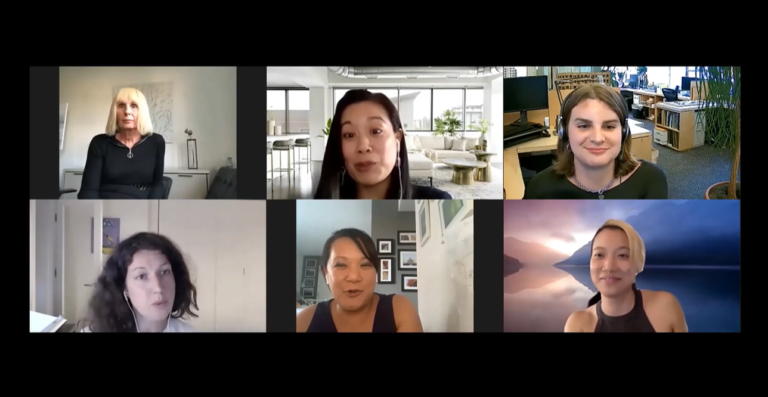 AIANY Womxn in Architecture Panel Discussion; Six panelist discussing the non-gendered linguistic identifier “Womxn.”