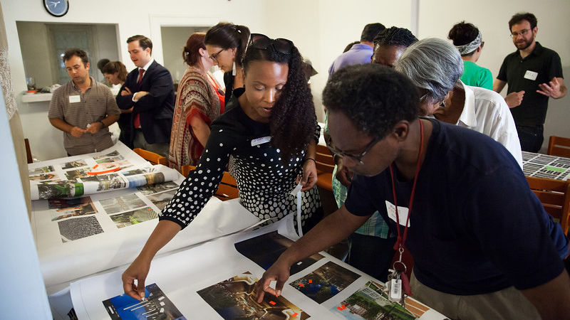 A photo of a community engagement session led by the Community Design Collaborative.