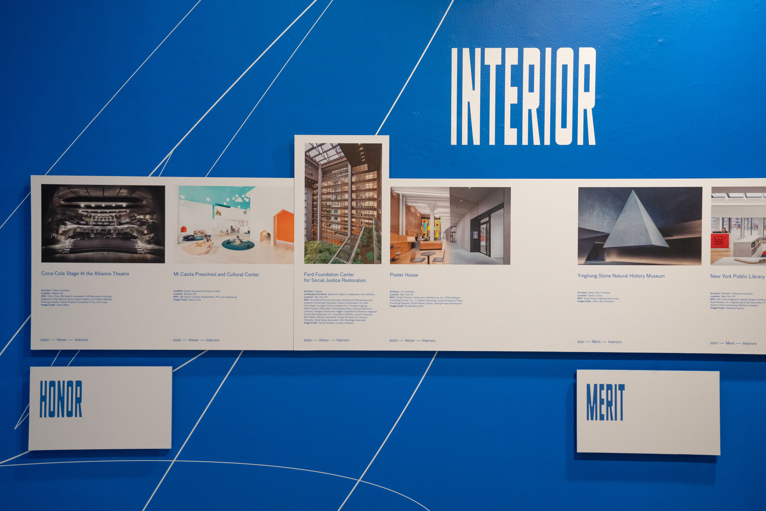 Installation view, AIANY Design Awards 2020-21, Center for Architecture. Photo: Asya Gorovits.