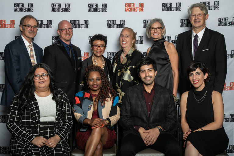 Common Bond 2021 Honorees and student scholarship recipients with AIANY and Center for Architecture leadership. Photo: Sam Lahoz.