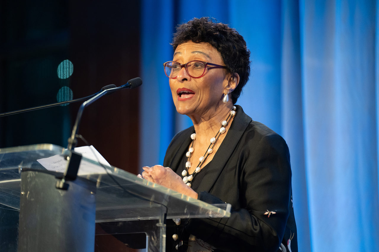 Peggy Peña, WE ACT for Environmental Justice, at the podium. Photo: Sam Lahoz.