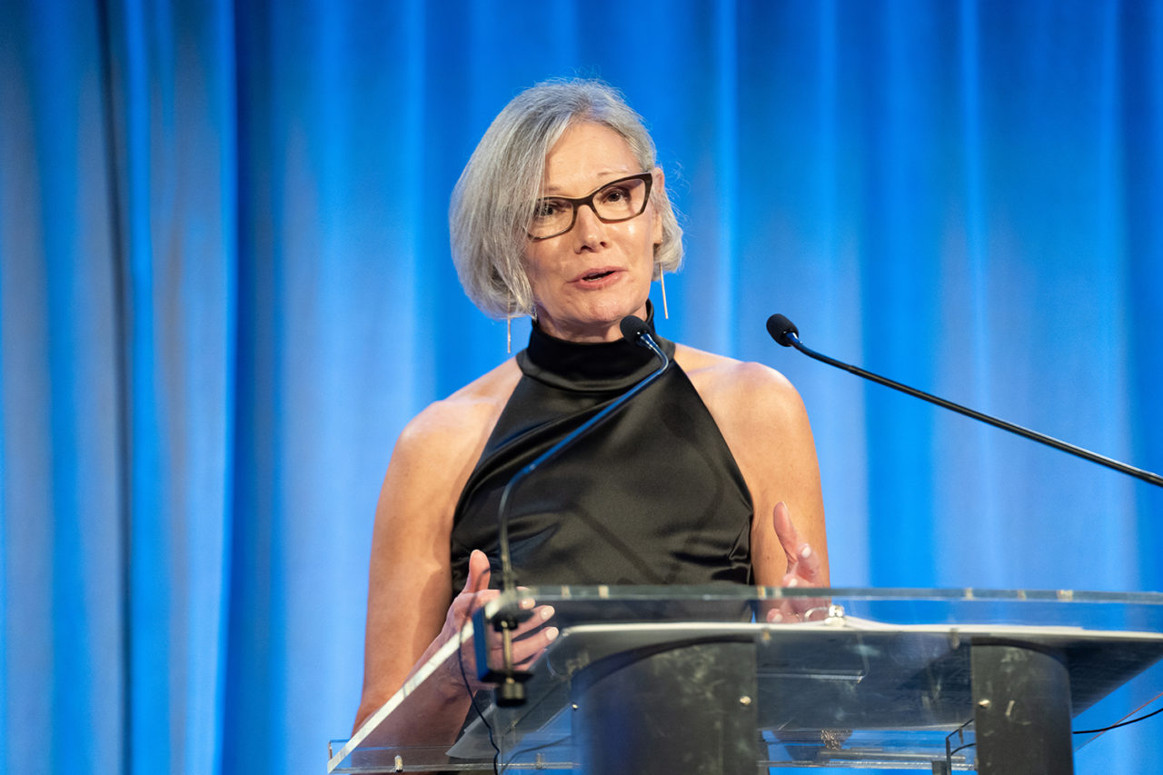 Sabrina Kanner, Brookfield Properties, at the podium. Photo: Sam Lahoz.