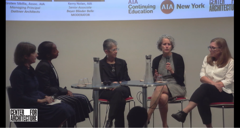 This is an image of the panel at the Women at the Helm event.