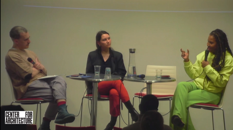 This is an image of the Panelists at the Social (In)Justice and Spatial Practice: Architecture & the Cultural Institution event.