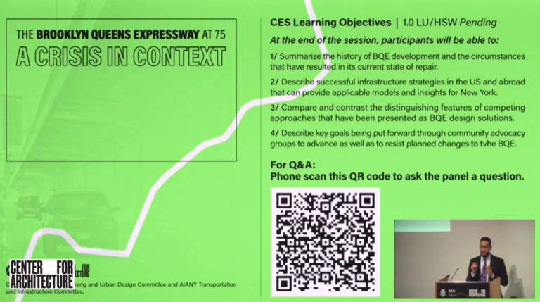 Image of Brooklyn Borough President Antonio Reynoso presenting at The Brooklyn-Queens Expressway at 75: A Crisis in Context