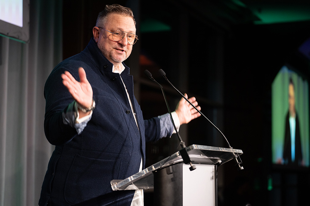 AIANY President Matthew Bremer, AIA, at the podium