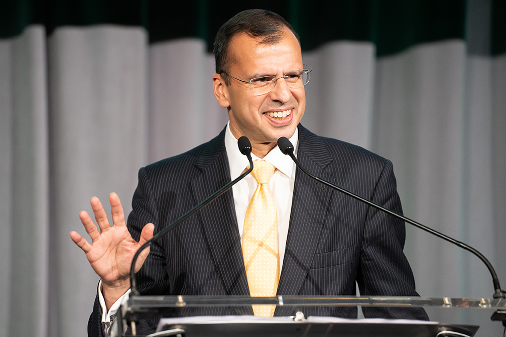 Honoree Rohit T. Aggarwala at the podium.