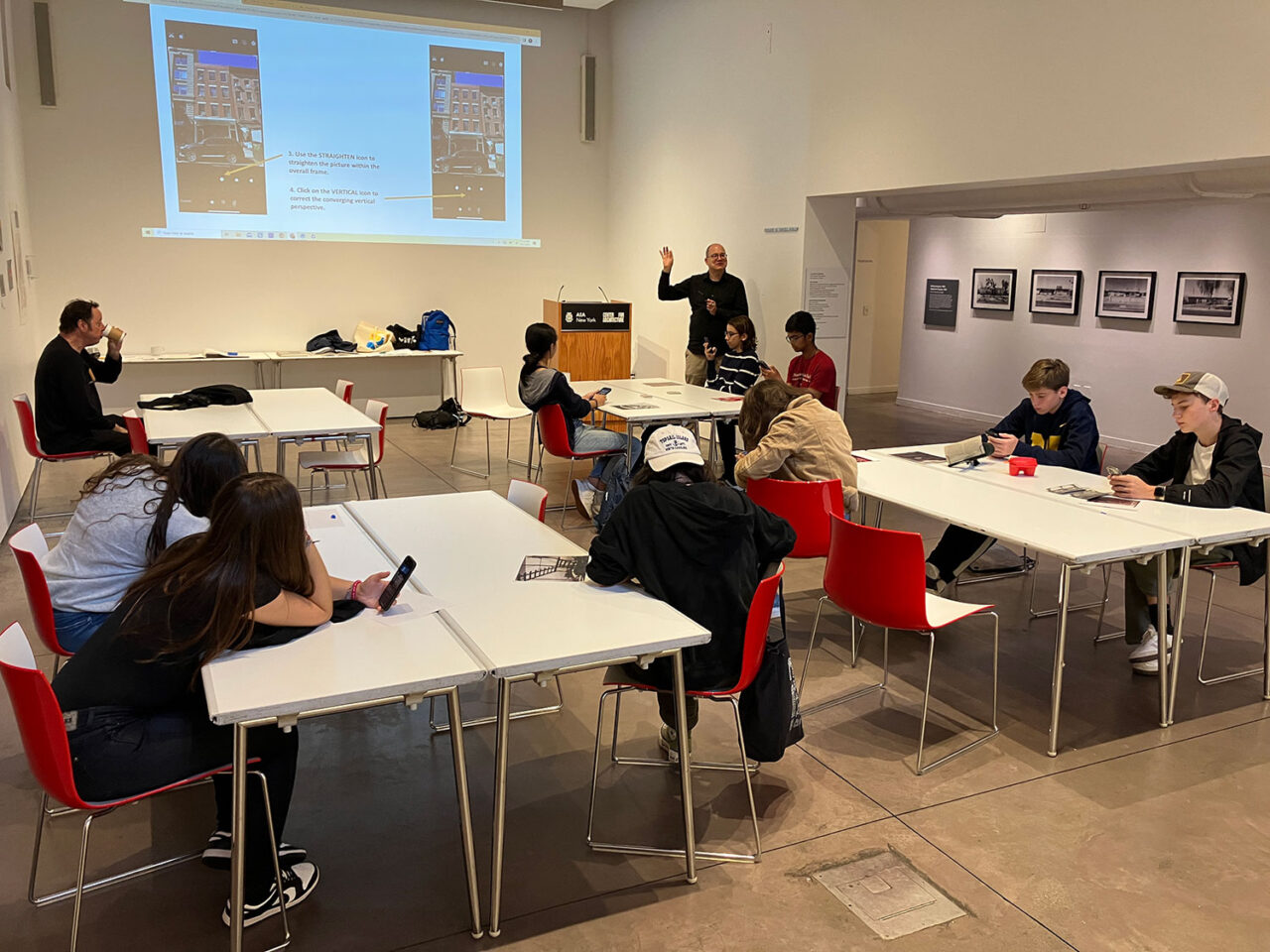 Students learn about the science behind traditional tilt shift photography from Lead Design Educator Tim Hayduk