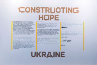 Installation view of Constructing Hope: Ukraine at the Center for Architecture