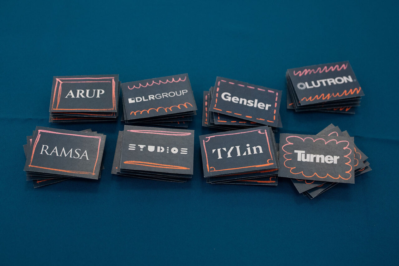 Name cards for competing teams.