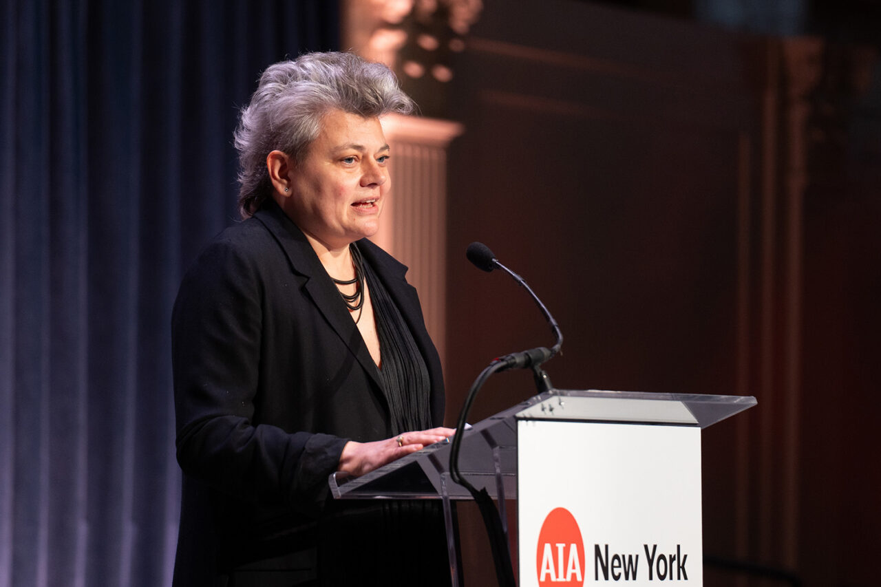 Ana Miljački, founder of I Would Prefer Not To, receives Architecture in Media Award. Photo: Samuel Lahoz.