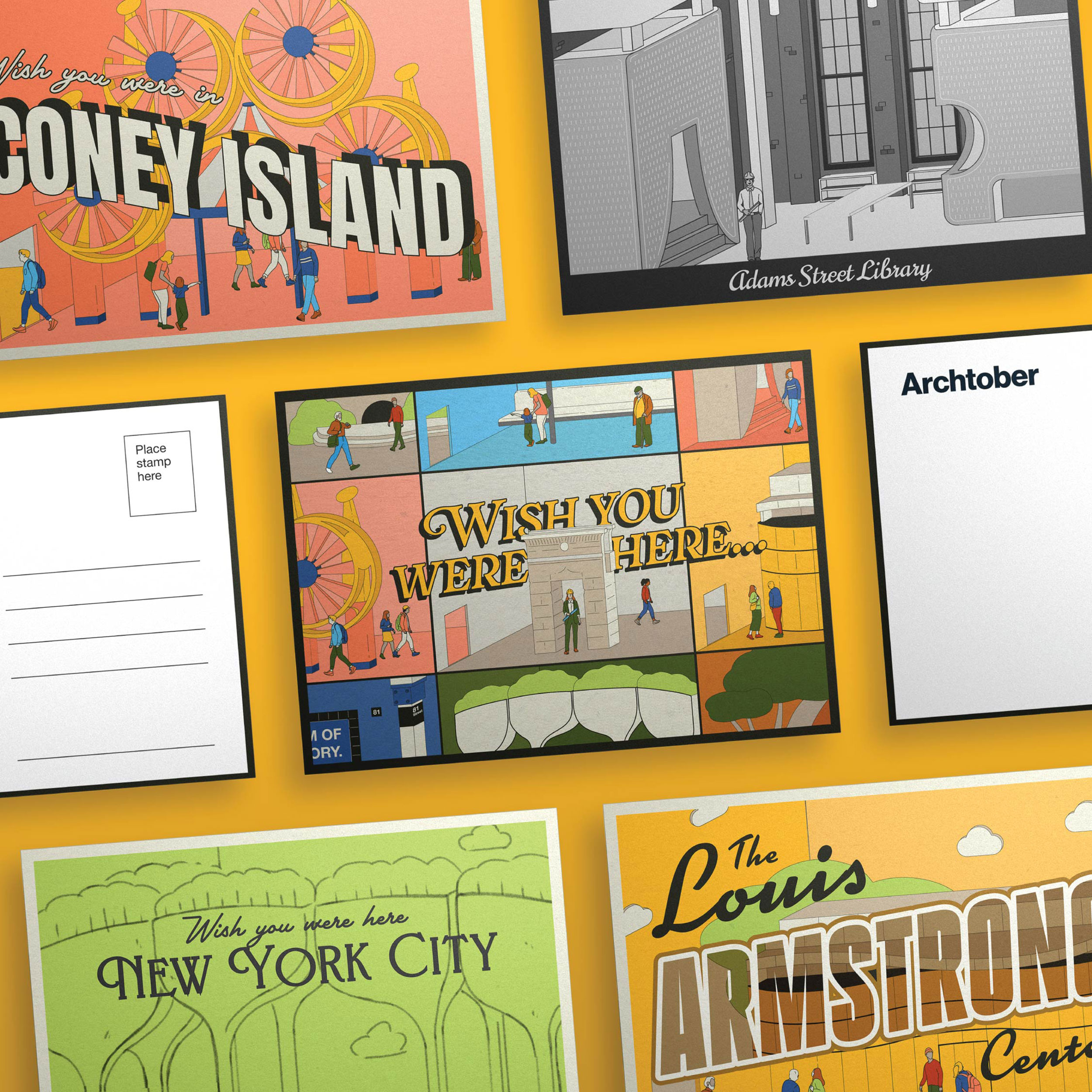 Archtober postcard promotional graphic