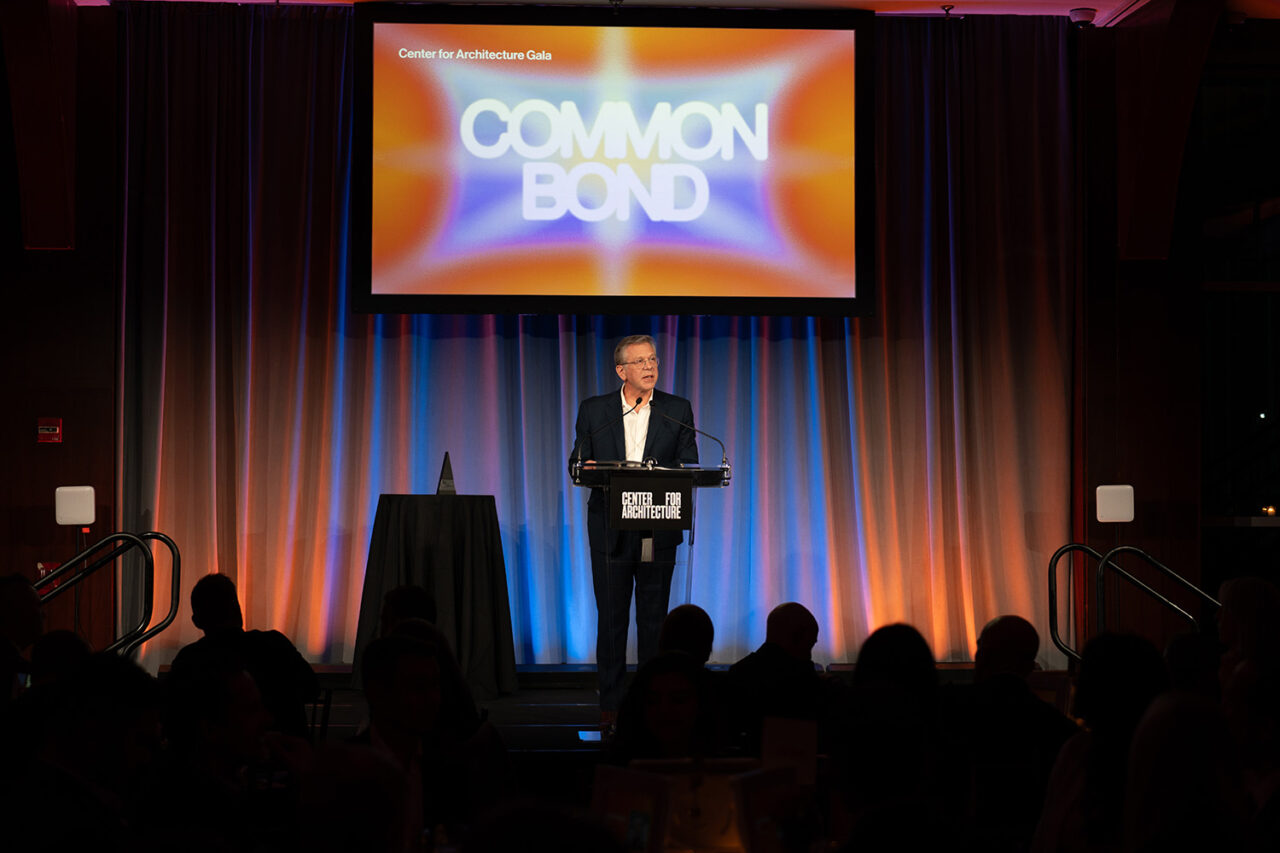 Honoree Joel Towers, AIA, at the podium. Photo: Samuel Lahoz Photography.