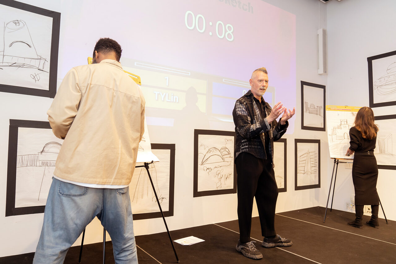 Master of Ceremonies Jonathan Massey kicks off Guess-A-Sketch 2026.