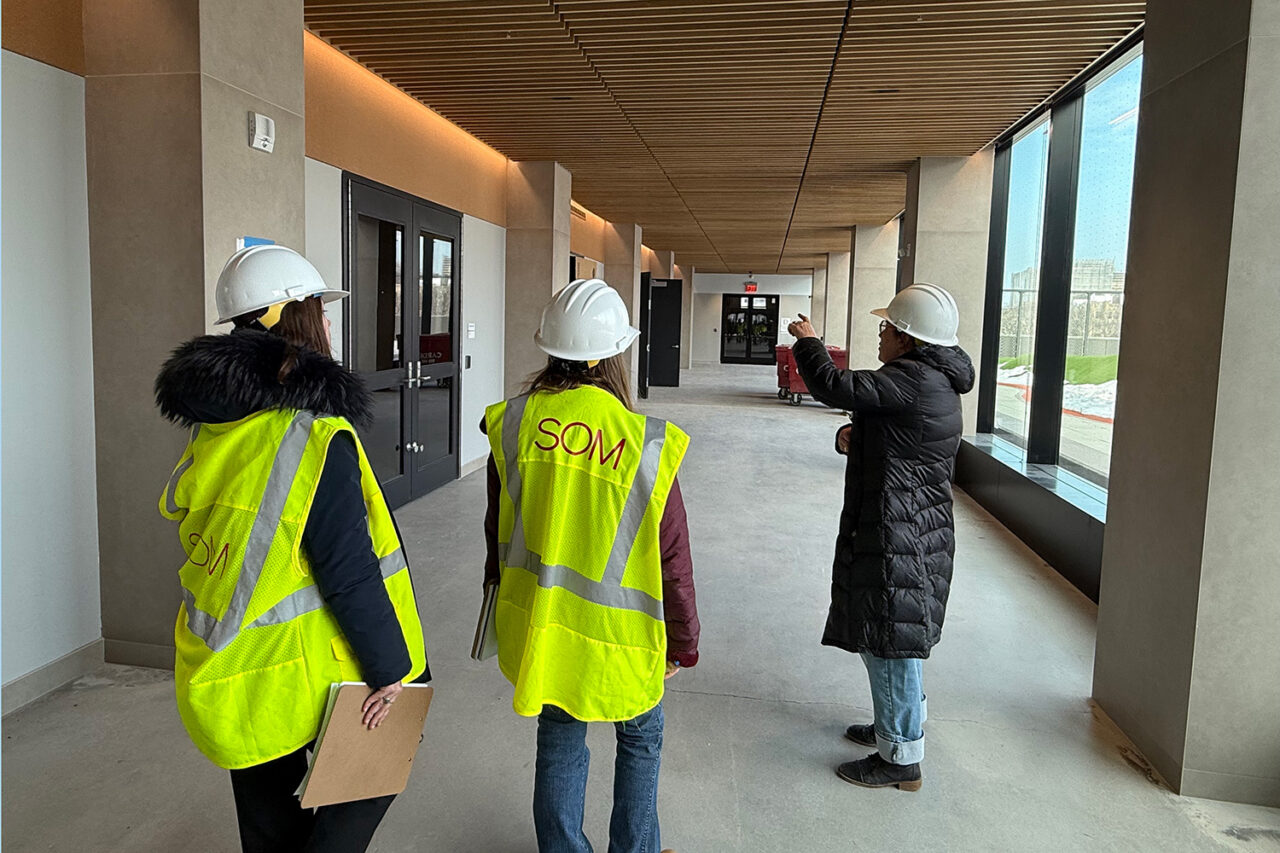 Discover Architecture participants on a site visit with SOM. Photo: Courtesy of SOM.