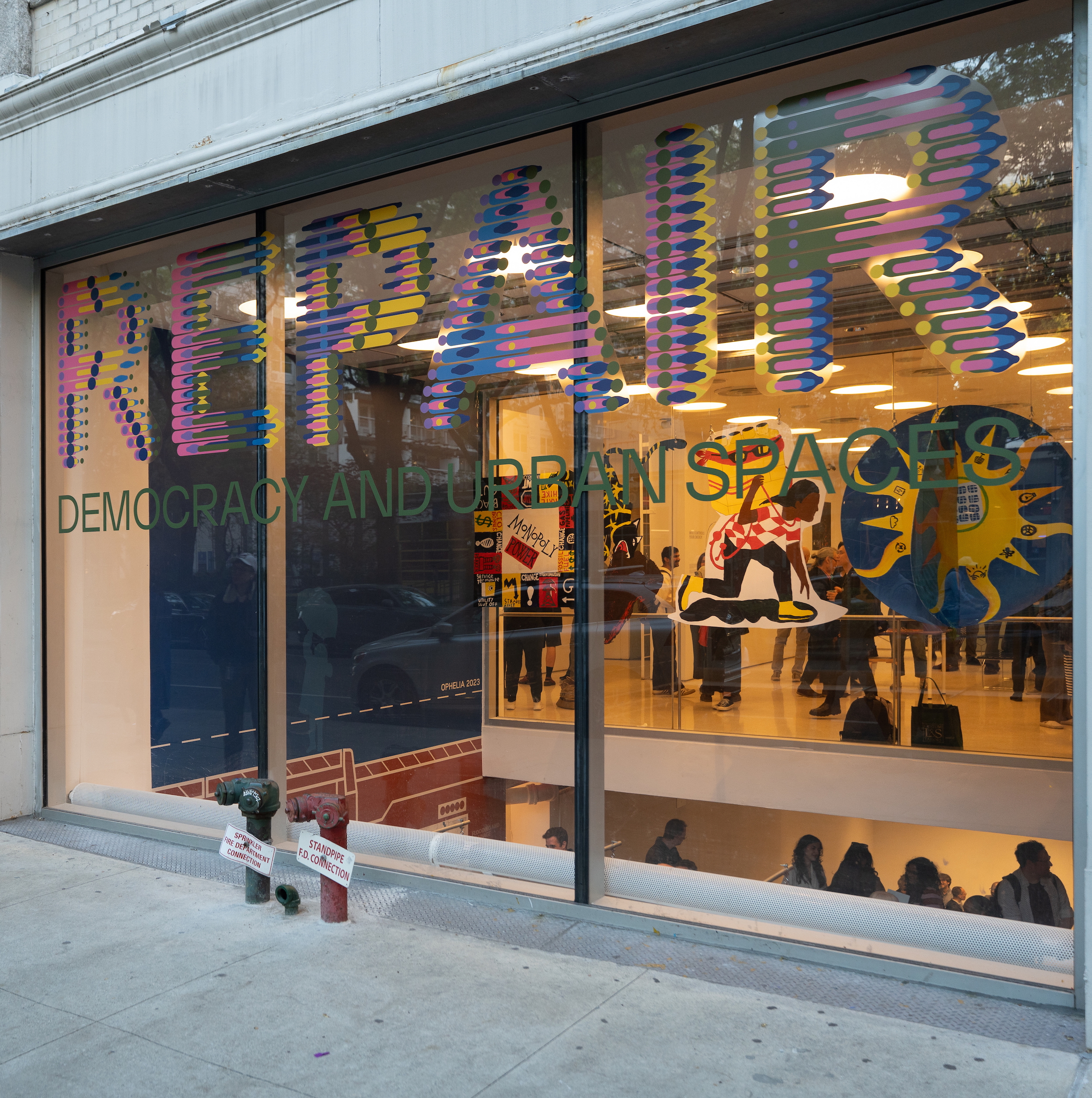 Center for Architecture storefront with the Repair exhibition logo displayed