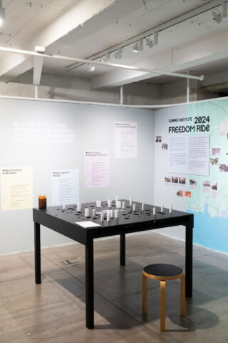 Installation view, Dark Matter U: Justice, Pedagogy, Design, Center for Architecture, 2026.