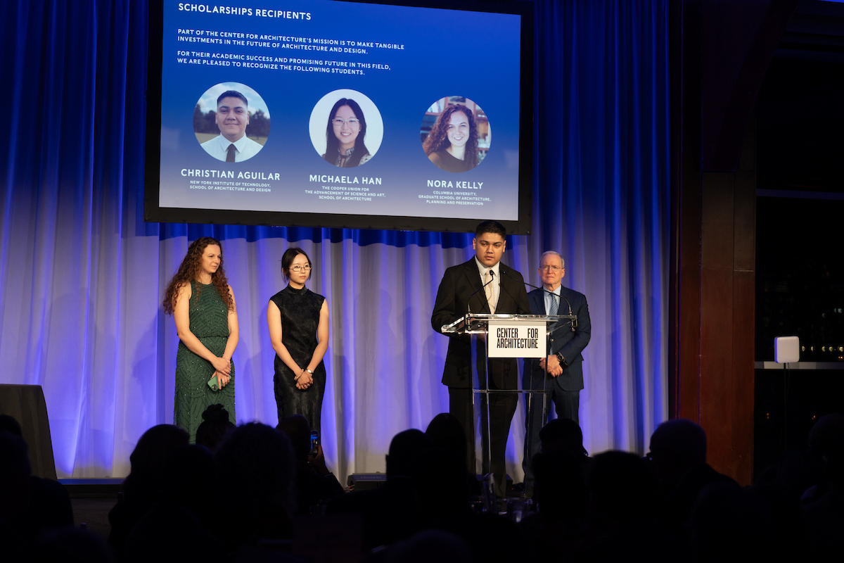 Scholarship honorees Nora Kelly, Michaela Han, and Christian Aguilar. Photo: Samuel Lahoz.