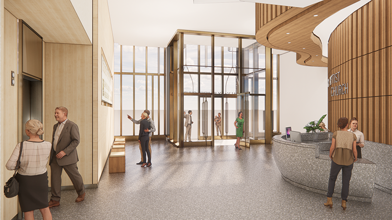Rendering of Calvary Baptist Church interior