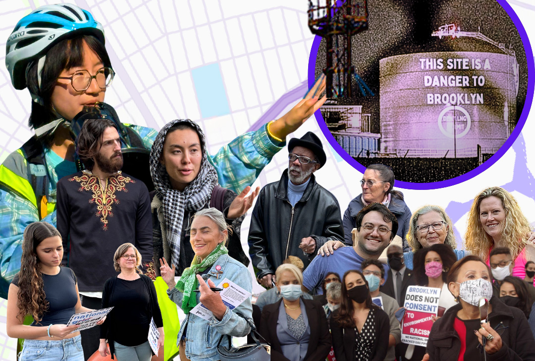 a composite image of people of varied apperances engaging in climate activism